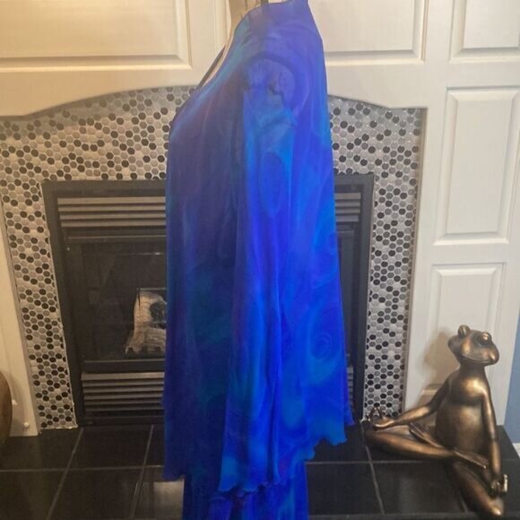 Simply silk blue and purple dress, size large, excellent used condition - Picture 6 of 11